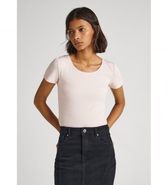 Pepe Jeans T-shirt slida Babette cor-de-rosa