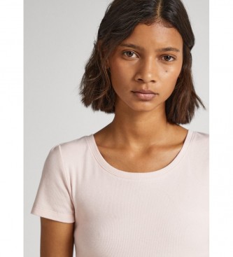 Pepe Jeans T-shirt slida Babette cor-de-rosa