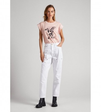 Pepe Jeans T-shirt Bianca cor-de-rosa