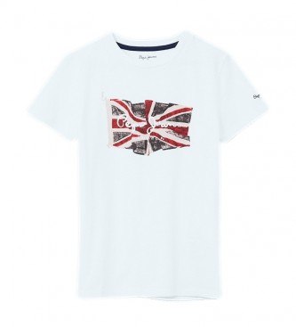 Pepe Jeans T-shirt med flagglogo - vit