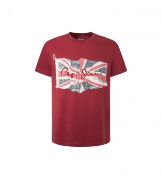 Pepe Jeans T-shirt con logo N con bandiera bordeaux