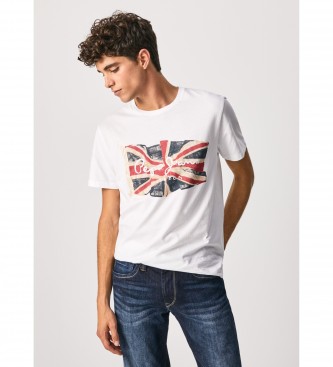 Pepe Jeans T-shirt Flag Logo N bianca