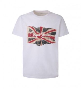 Pepe Jeans T-shirt Flag Logo N bianca