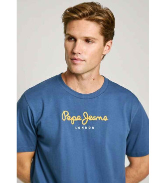 Pepe Jeans T-shirt blu con logo vestibilit regolare