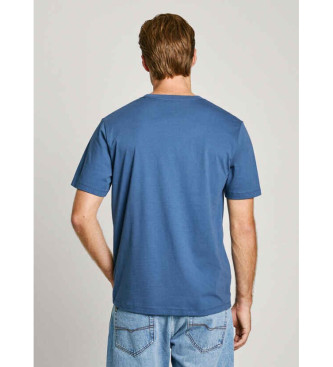 Pepe Jeans T-shirt blu con logo vestibilit regolare