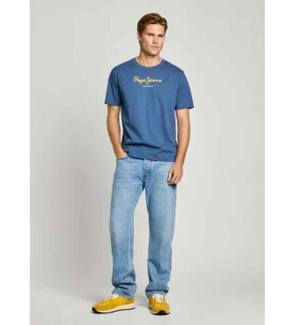 Pepe Jeans T-shirt blu con logo vestibilit regolare