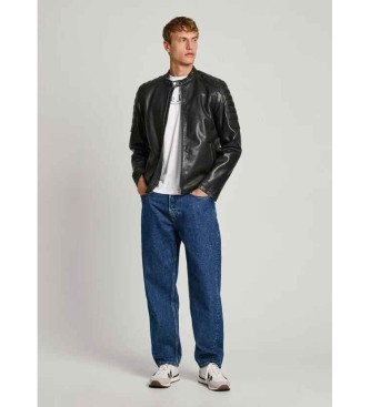 Pepe Jeans Travis leather biker jacket black