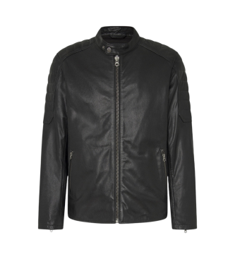 Pepe Jeans Travis bikerjakke i lder, sort