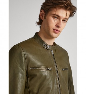 Pepe Jeans Cazadora de Piel Berl verde