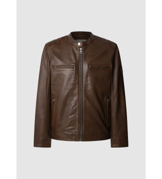 Pepe Jeans Veste en cuir Malvar marron