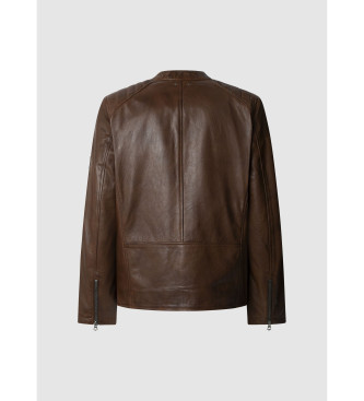 Pepe Jeans Brown Malvar leather jacket