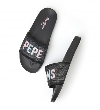 Pepe Jeans Flip Flops Beach Slider Knit black