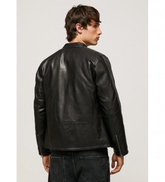 Pepe Jeans Leather jacket Jorah black