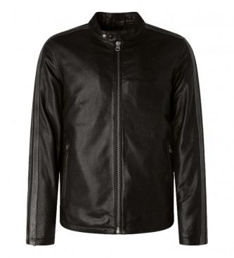 Pepe Jeans Leather jacket Jorah black