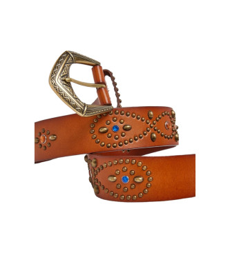 Pepe Jeans Ceinture en cuir blanc et marron