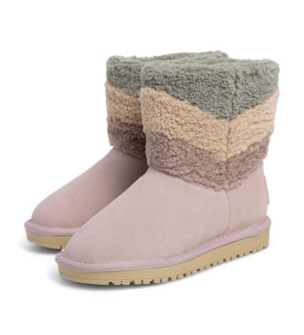 Pepe Jeans Botines de Piel Diss Fur rosa