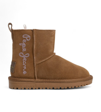 Pepe Jeans Bottines en cuir Diss Top marron