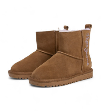 Pepe Jeans Bottines en cuir Diss Top marron