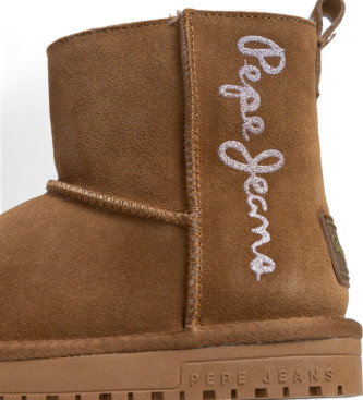 Pepe Jeans Diss Top Leather Ankle Boots brown