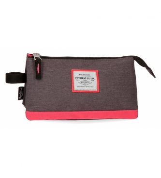 Pepe Jeans Pepe Jeans Molly three compartments pencil case -22x12x5cm- Grey