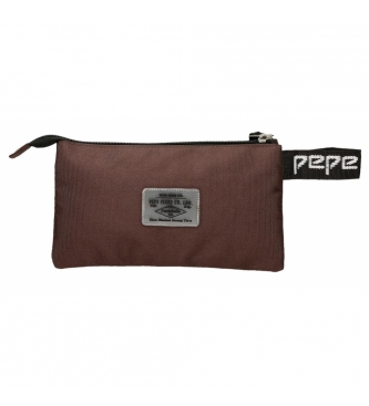 Pepe Jeans Pepe Jeans penalhus med tre rum Osset brun -22x12x5cm