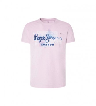 Pepe Jeans Pink Paint Effect Logo T-shirt