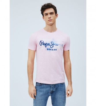 Pepe Jeans Rosa Farbeffekt-Logo-T-Shirt