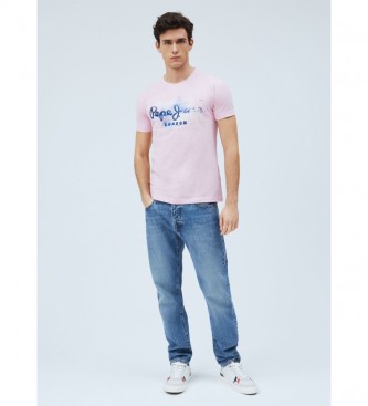Pepe Jeans Rosa Farbeffekt-Logo-T-Shirt