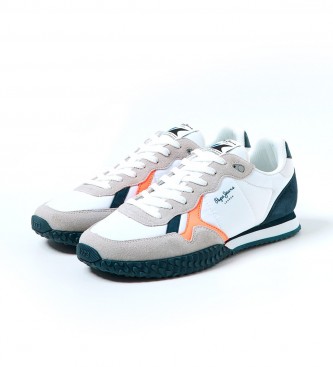 Pepe Jeans Holland Series 1 Sapatos de couro de néon branco