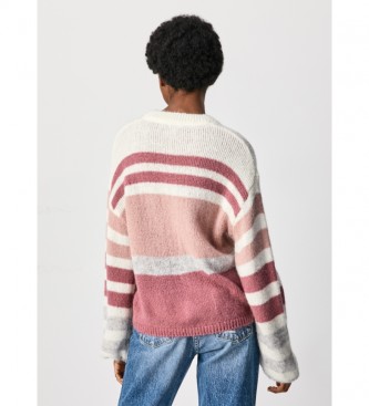 Pepe Jeans Pull  rayures rose Mimie