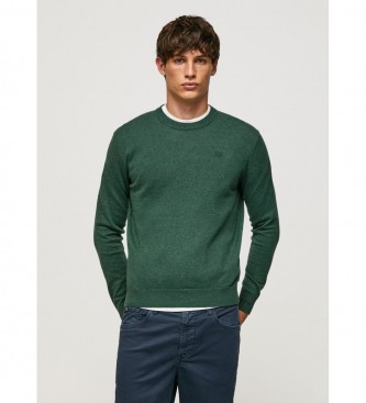Pepe Jeans Zeleni pulover Andre z vratnim izrezom