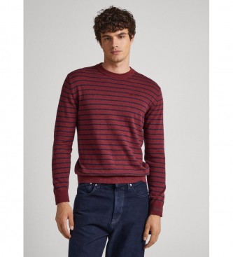 Pepe Jeans Sweter Andre Stripes bordowy