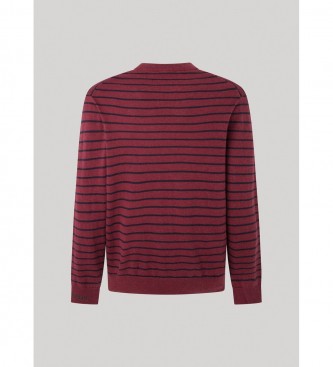 Pepe Jeans Sweter Andre Stripes bordowy