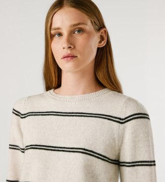 Pepe Jeans Sweter Carmela Stripe w kolorze złamanej bieli