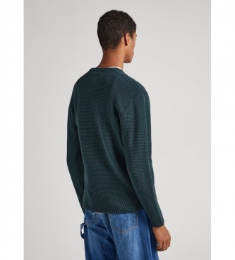 Pepe Jeans Dean pulover s posadko in vratom zelene barve