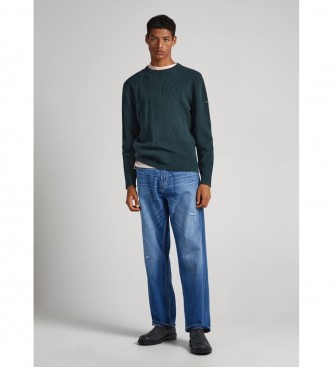 Pepe Jeans Dean pulover s posadko in vratom zelene barve