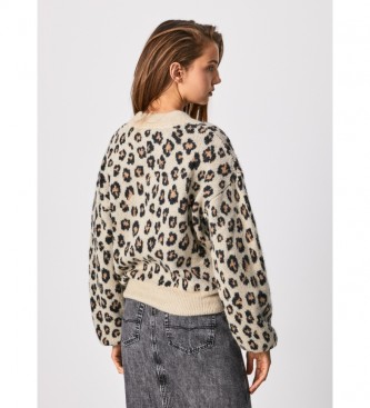 Pepe Jeans Maglione Kate beige, stampa animalier