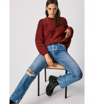 Pepe Jeans Maroon Lisa chenille sweater