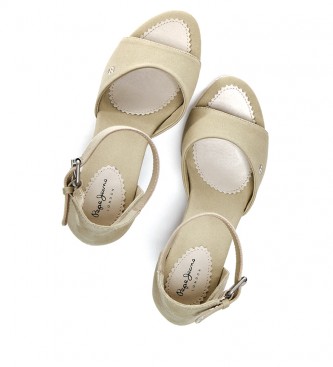 Pepe Jeans Maida Bass beige sandals -Height wedge: 8.5 cm