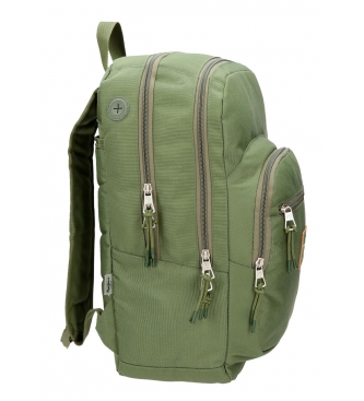 Pepe Jeans Backpack adaptable to trolley Pepe Jeans Cross double compartment 44cm Khaki Green -44x30,5x15cm