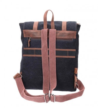 Pepe Jeans Pepe Jeans Horse casual backpack square computer backpack leather details -42x34x14cm- Marine