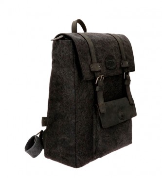 Pepe Jeans Casual backpack Pepe Jeans Horse black square computer compartment leather details
