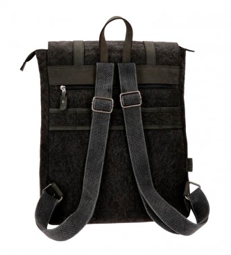 Pepe Jeans Casual backpack Pepe Jeans Horse black square computer compartment leather details