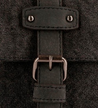 Pepe Jeans Pepe Jeans cavallo zaino casuale la pelle nera portaordenador dettagli quadrati