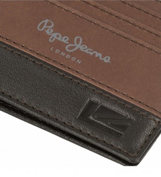 Pepe Jeans Bolsa de couro marrom unida -11x7x1,5 cm 
