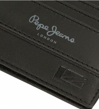 Pepe Jeans Carteira de couro preto United -11 x 7 x 1,5 cm 