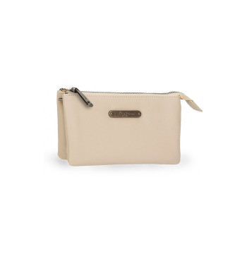 Pepe Jeans Leather Toilet Bag three compartments Salma beige