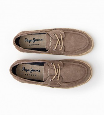Pepe Jeans Taupe suede leather boat shoes