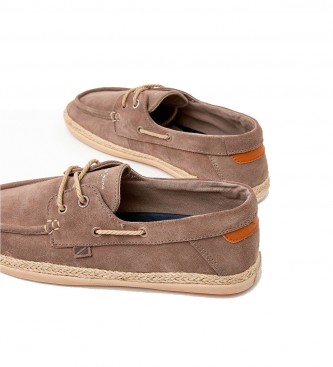 Pepe Jeans Taupe suede leather boat shoes