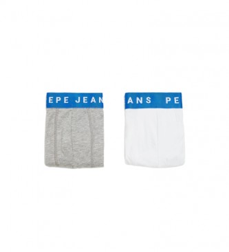 Pepe Jeans Pacote 2 Boxers Logotipo branco, cinzento